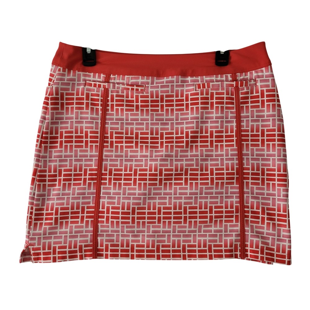 Adidas Golf Skort Women's M Melon Pink Geometric Performance Tennis Pickleball
